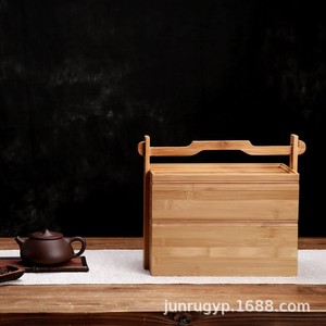<b>Bamboo</b> Tea Storage Box Rectangle Portable Tea Set <b>Container</b> Household Use - Product Image 1