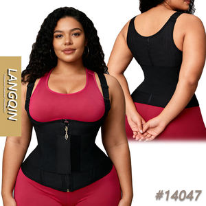 LANGQIN Corset amincissant à double fermeture éclair, avec sangle réglable, en maille respirante et tulle, pour un maintien ferme de la taille et un contrôle du ventre - Product Image 1