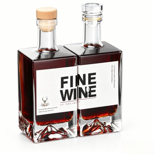 Botella de <span class=keywords><strong>Vino</strong></span> Cuadrada de Vidrio Transparente de 500 ml, Botella Vacía Reforzada para Licor, <span class=keywords><strong>Vino</strong></span> de Frutas y <span class=keywords><strong>Vino</strong></span> Tinto - Product Image 1