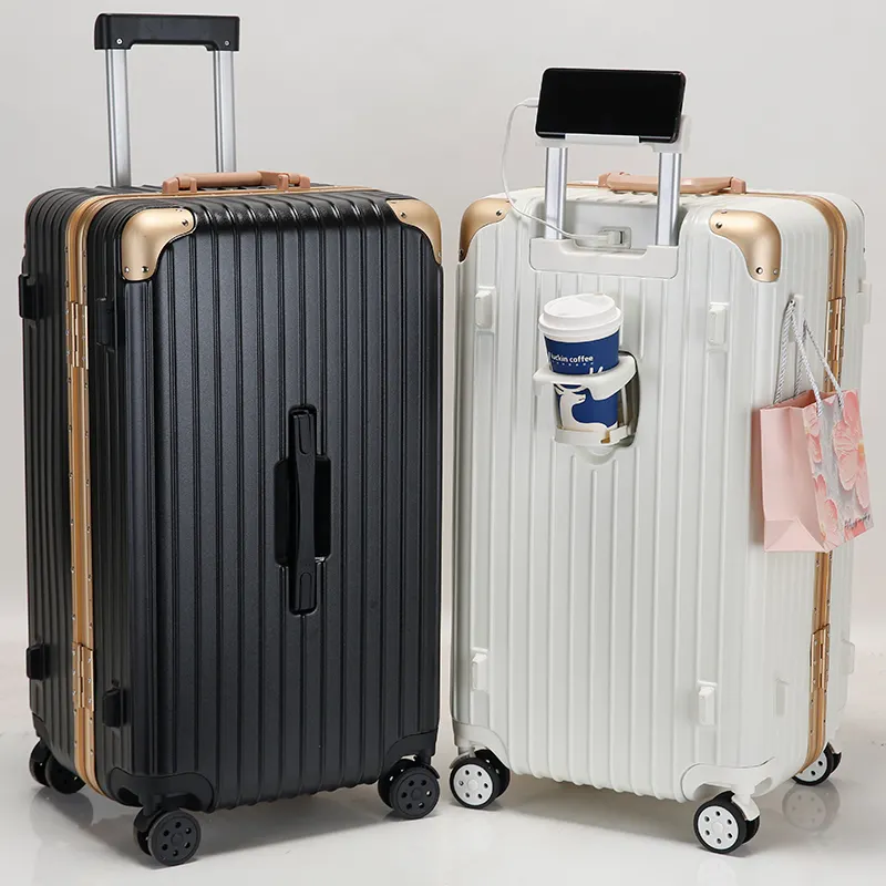 Mala de bagagem unisex multifuncional com rodízios de alumínio