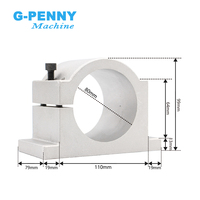 G-Penny 1.5KW ER11 D80 220V/380V Moteur de broche refroidi par eau, onduleur, support en aluminium 80mm Kit de moteur de broche de fraisage CNC