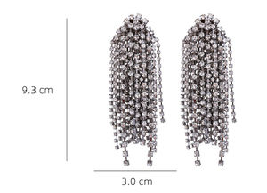 2025 Neuheiten ZA übertriebene Luxus Vintage lange Strass Quaste Ohrringe für Frau Vintage Silber baumeln Ohrringe - Product Image 6