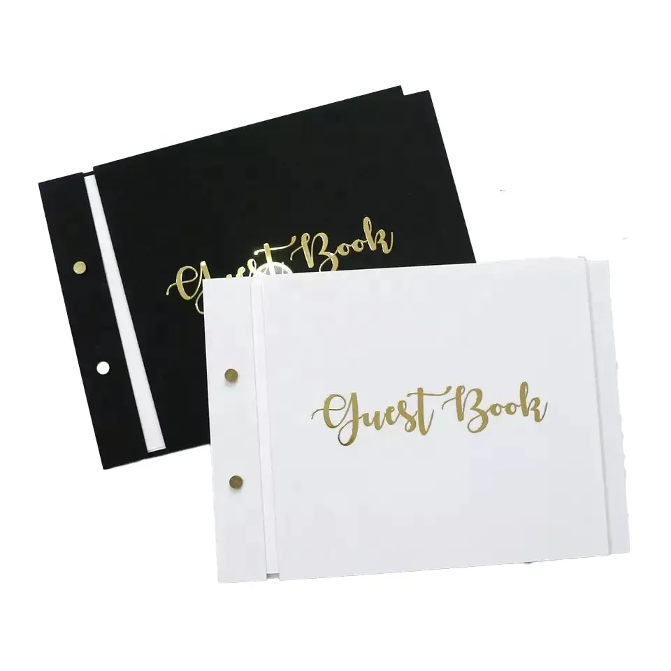Amazon Recycled Paper custom guest books with gold mirror acrylic hardcover for events