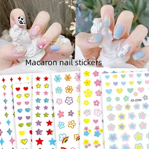 RTS new Macaroon Series Candy Colors Star Heart Flower shape funny figure nail Sticker Decals manicure For Nail Art Decoration