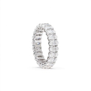 Shinning Moissanite bant yüzük gümüş De Vvs1 3x5mm Oval Moissanite elmas aşk yüzüğü bant yüzük - Product Image 3