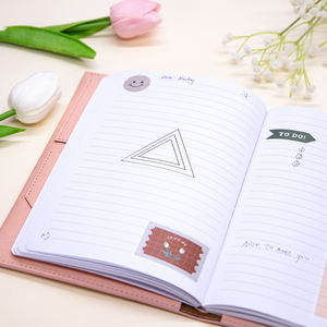 Carnet <span class=keywords><strong>de</strong></span> notes A5 en cuir PU pour femmes, portefeuille en cuir PU, agenda quotidien non daté - Product Image 5