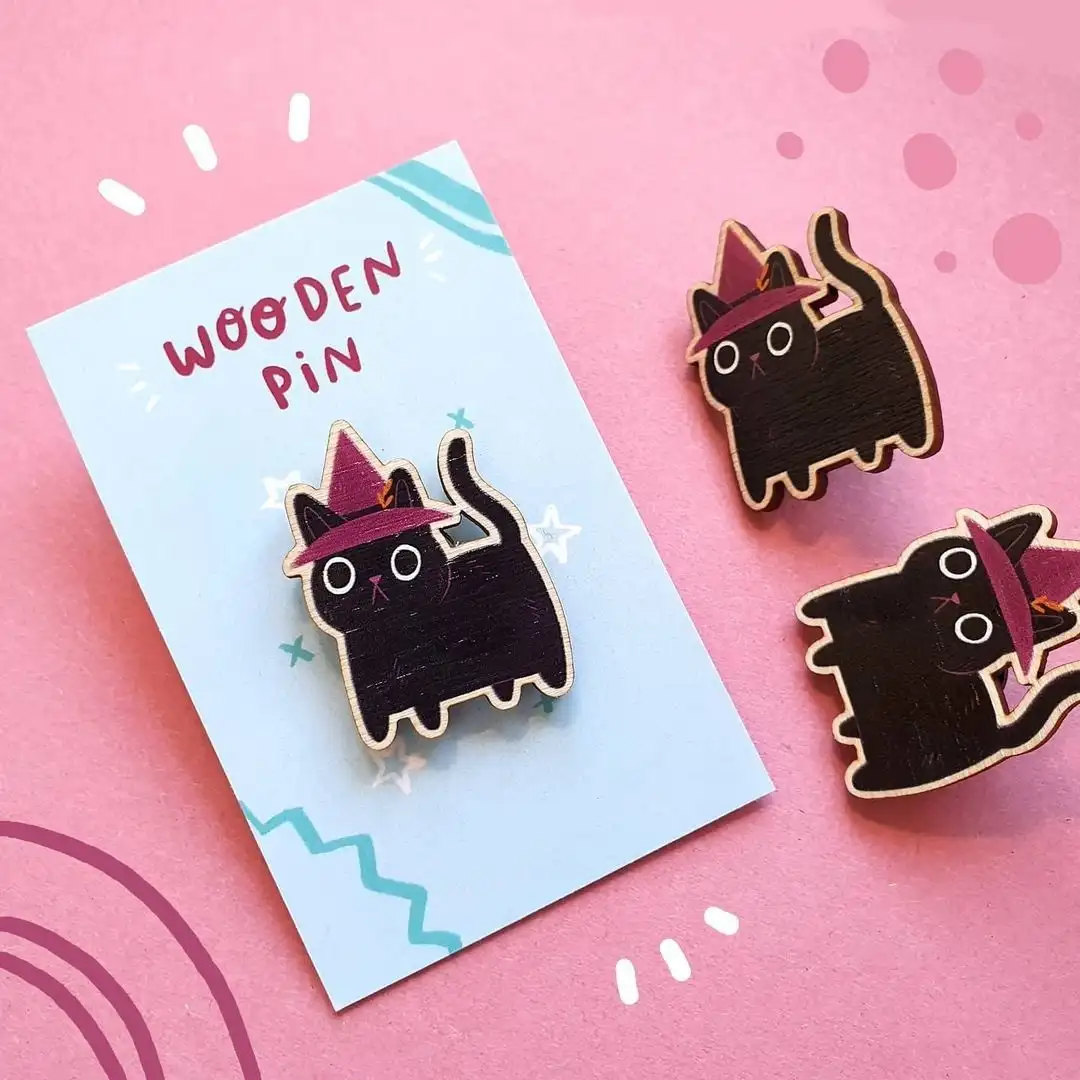 Pin Wooden Pin Custom Cute Bear Wood Pin Badge For Clothes Custom Lapel Wooden Pin