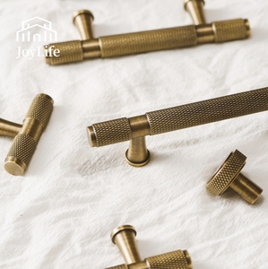 JOY DECOR 5 Pack Brushed Brass Kitchen Cabinet Hardware Knobs Round
