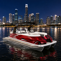 Bateau ponton de luxe de haute qualité pour 12 personnes avec direction hydraulique, certifié CE, moteur hors-bord de 200 CV pour la pêche et les croisières au coucher du soleil