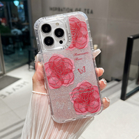 Casing ponsel tahan guncangan, casing ponsel tahan guncangan Girly bunga berkilau Kombo 360 dalam satu untuk Redmi 13 4G A3 13pro 4G