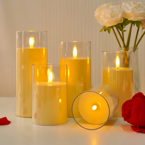 Bougies de pilier LED scintillantes en acrylique ivoire, fausses bougies LED électriques sans flamme en acrylique pour mariage, vente en gros - Product Image 5