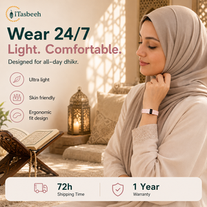 Bracelet Zikr Tasbeeh en acier inoxydable avec suivi du sommeil et moniteur de forme physique pour femmes musulmanes Ramadan - Product Image 6