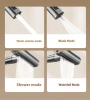 Robinet de cuisine moderne monotrou avec buse 4 voies, double poignée, mitigeur eau chaude et froide à jet pluie, robinet d'évier extractible pour usage gastronomique