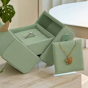 New Style Luxury Jewelry <b>Box</b> Custom Microfiber <b>Heart</b>-<b>shaped</b> Metal Plate Label Jewelry Ring <b>Box</b> Jewelry Packaging <b>Box</b> With logo - Product Image 6