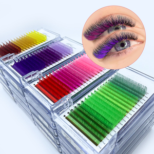 Extensiones de pestañas coloridas al por mayor personalizadas fábrica JOMAY, bandeja de pestañas individuales color púrpura/rosa/marrón - Product Image 6