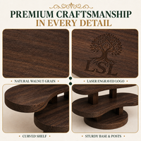 Support à tasses de luxe personnalisé en bois de Paulownia, style chinois, étagère multifonctionnelle pour bibelots, présentoir à 3 niveaux en bois massif pour marque