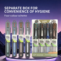 360 °   Brosse à dents à poils enveloppants, arrangement de poils en forme d'anneau, boîte individuelle pour l'hygiène, 4 couleurs disponibles