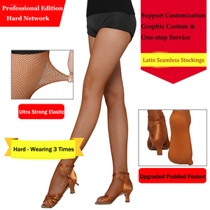 Collants de danse latine professionnels en résille, sans couture, rembourrés, à taille haute, couleur chair, à petits trous, antidérapants - Product Image 6