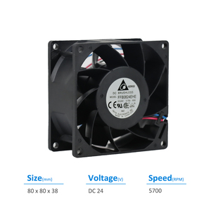พัดลมระบายความร้อนแบบแกน Delta FFB0824EHE-R00 24VDC 0.50A 12.00W 5700RPM ลูกปืนแบบลูกกลิ้ง พลาสติก สำหรับตู้ควบคุมไฟฟ้า อินเวอร์เตอร์ ยูพีเอส - Product Image 3
