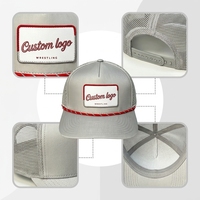 Casquette de baseball et de golf 5 panneaux en gros, polyester imperméable, casquette de sport tendance avec patch tissé personnalisé et cordon