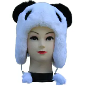 Милая меховая шапка, панда, авиаторская шапка в форме животного, зимняя Лыжная меховая шапка с ушками для женщин