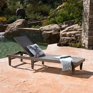 DB SUMMERLAND Chaise longue en bois massif portable au design moderne en maille gris foncé pour l'extérieur au bord de la piscine, la cour, le parc et l'hôtel - Product Image 3