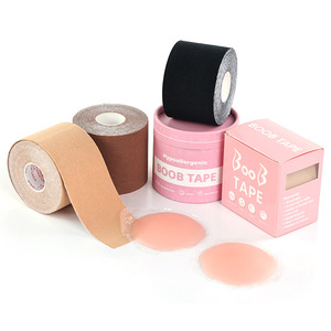 Protège-seins adhésifs invisibles en acrylique noir/nude pour sous-vêtements féminins, effet liftant - Product Image 1