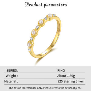 Anillo de perlas de agua dulce vintage de plata esterlina S925 al por mayor con diamante, joyería de moda, anillo DIY de lujo - Product Image 6