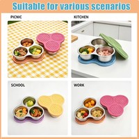 Conteneur à collation en acier inoxydable avec couvercle en silicone, tasse anti-fuite, pot alimentaire léger et réutilisable pour l'école et le camping