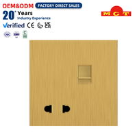 Prise murale OEM 1 poste, 2 broches, finition brossée or, pour ordinateur