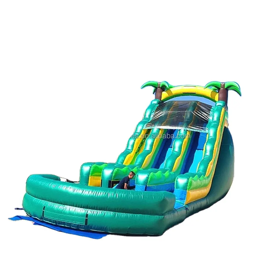Factory custom inflatable water slide repair kit 0.55mm PVC inflatable slides adult size inflatable water slide with pool