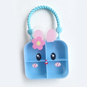 Cute Rabbit Jewelry Bag For Kids Sky Blue Cartoon Design Makeup Storage Pouch 3-10 Years Old - Product Image 1