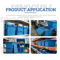 Caisse de transport en plastique Sinocube, empilable, avec couvercle intégré, conteneur de stockage, bac de transport en plastique pour le transport et la livraison