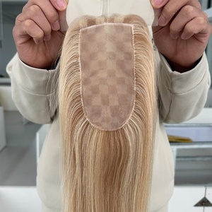 Topper de Cabello Humano Virgen de Fábrica Directa con Cutícula Alineada, Balayage Rubio, Base de Seda, Encaje Suizo, Sin Silicona - Product Image 2