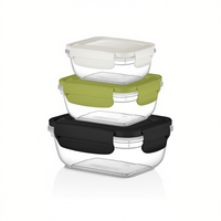 Frigoclick Fresh Box Set 3-delig 400/800/1400ml Minimalistische Stapelbare Camping PP Voedselbewaarbakjes Clip-on Spuitgegoten