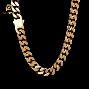 NUOYA 플랫 남성 힙합 록 쥬얼리 커브 쿠바 링크 체인 18K 골드 스테인레스 스틸 목걸이 여성용 - Product Image 1