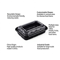Boîte alimentaire en plastique PET carrée jetable, recyclable, personnalisable, de forme unique, pour gâteau, collation, fruits