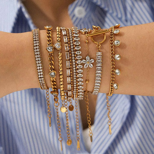 Rinhoo 316L ทอง<span class=keywords><strong>18K</strong></span> PVD สแตนเลสสตีลสร้อยข้อมือเพทายผู้หญิงกันน้ำกันจางเครื่องประดับแฟชั่นของขวัญ - Product Image 3