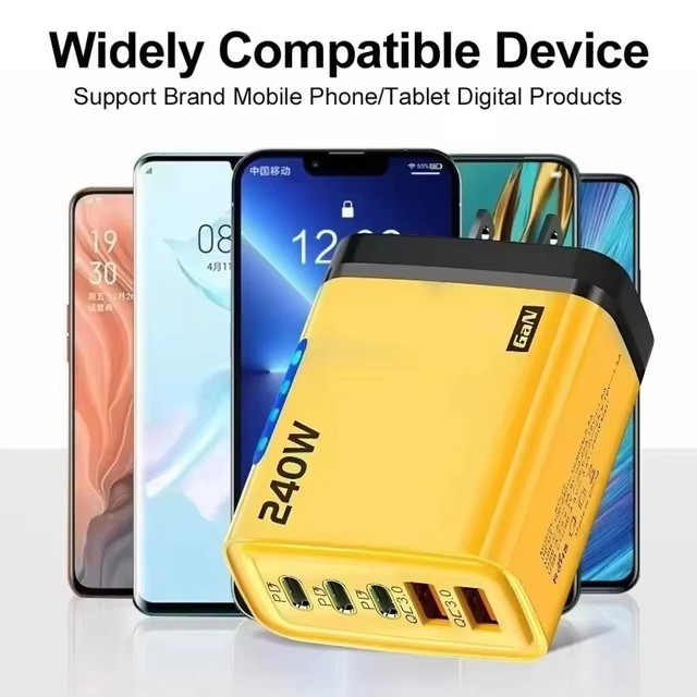 5 Ports 240W USB C PD Charger Quick Charge 3.0 240W Type C USB Mobile Phone Chargers Fast Charging Power Adapter