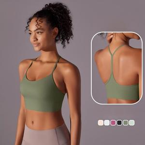 Wholesale Women's Yoga Sports Bra Y-Back Thin Strap U-Neck Workout Bra Removable <b>Pads</b> Activewear Breathable <b>Running</b> Bra OEM ODM - Product Image 1