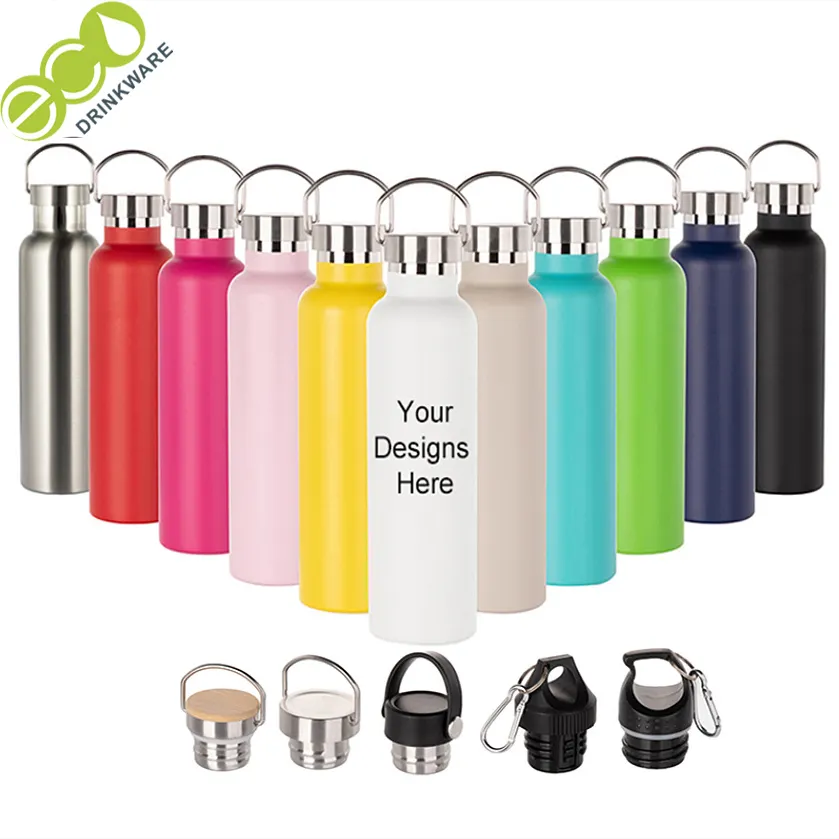 Stocked Hot New Novelty Customized Branded Logo Sport Drink Double Walled Stainless Steel Water Bottle With Bamboo Lid