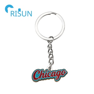Fabricación Metal Esmalte Personalizado <span class=keywords><strong>Chicago</strong></span> Llavero <span class=keywords><strong>Chicago</strong></span> Star Llavero Ciudad de <span class=keywords><strong>Chicago</strong></span> Bandera Llavero - Product Image 2