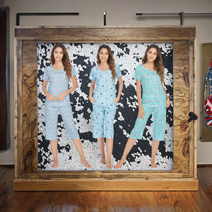 Conjunto de Pijama para Mujer, Personalizado, de Manga Corta, para Verano, con Diseños Nuevos Estampados, Cintura Elástica, Transpirable y Suave - Product Image 2