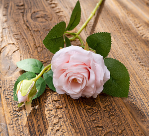 人造花奶油玫瑰制造商植物批发用于婚礼装饰工艺品丝绸布手工塑料花 - Product Image 3