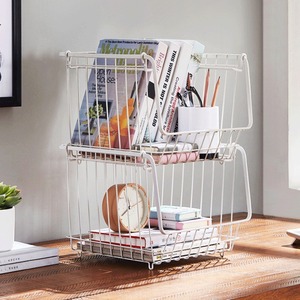 Gói <span class=keywords><strong>Stackable</strong></span> dây giỏ Kệ giỏ cho đựng thức ăn lưu trữ, giỏ kim loại lưu trữ Thùng - Product Image 6