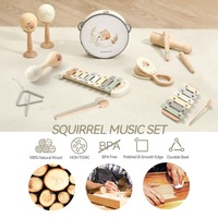 Wooden Orff Musical Instrument Set - Early Education Toy for Babies & Toddlers with Xylophone, Drum, Maracas & Bell