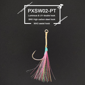 Hameçons de pêche au jigging XUHANG PXSW02-PT avec ligne <span class=keywords><strong>Kevlar</strong></span>, phosphorescents UV, argentés, à âme en <span class=keywords><strong>fil</strong></span> haute résistance, pour la pêche à la traîne du bar - Product Image 2