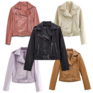 En 2022, la nueva venta al por mayor puede personalizar Ur <span class=keywords><strong>HM</strong></span> Za otoño nueva chaqueta de motocicleta delgada, chaqueta de cuero, abrigo de <span class=keywords><strong>mujer</strong></span> - Product Image 1