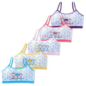 9-14 Years Children's Tank Top Undershirt Summer Lovely Camisole Padded Girls Cotton Bralette For Teens