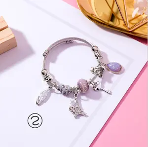 New Creative Design Japanese Korean Colorful DIY Charm Beads Star Shell Pendant Bracelet Adjustable Women Charm Bracelet